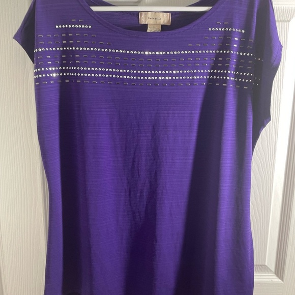 Vibrant Purple Cap Sleeve Embellished Blouse‎ - Picture 1 of 3